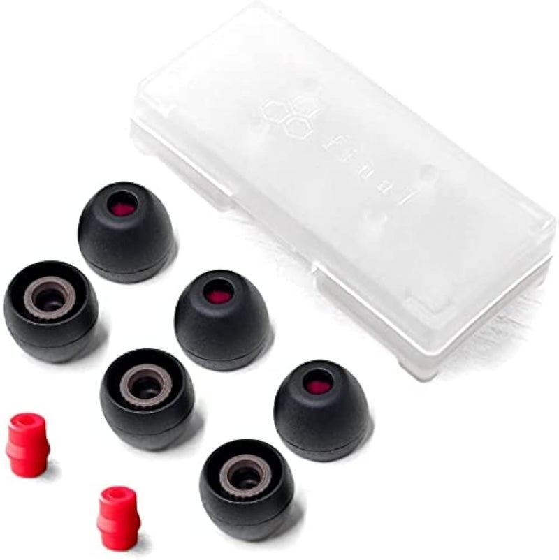 Final Audio Black+Black/Red Silicone Type E Eartips kit with Case and Nozzle Adapter Compatible with 1More, AKG, Audio-Technica, Beats by Dre, Campfire Audio, Empire Ears, Shure, Sony, Westone (Small) - Image 1